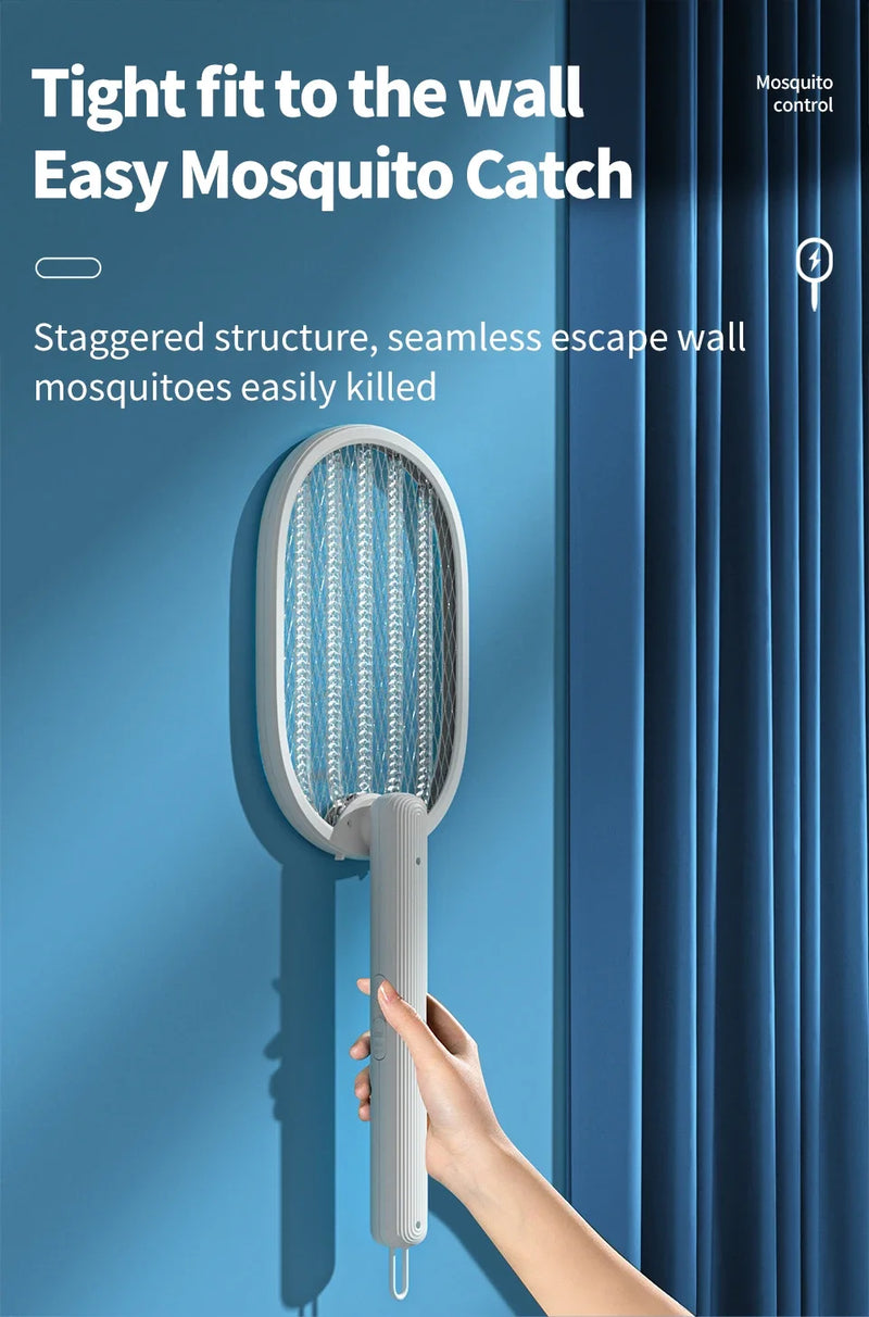 Foldable Electric Mosquito Swatter USB Rechargeable Fly Trap Killer Mosquito Racket Insect Killer with UV Light Bug Zapper 3000V