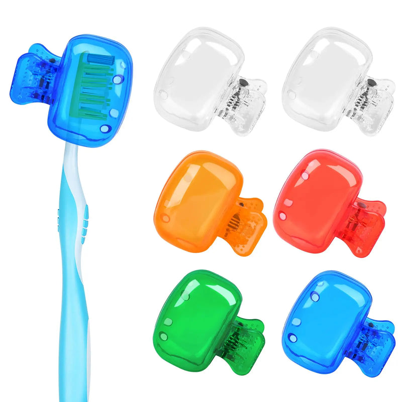 4 Pack Toothbrush Head Covers Travel Portable Toothbrush Protector Cap Brush Pod Case Protective Plastic Clip for Household Trav