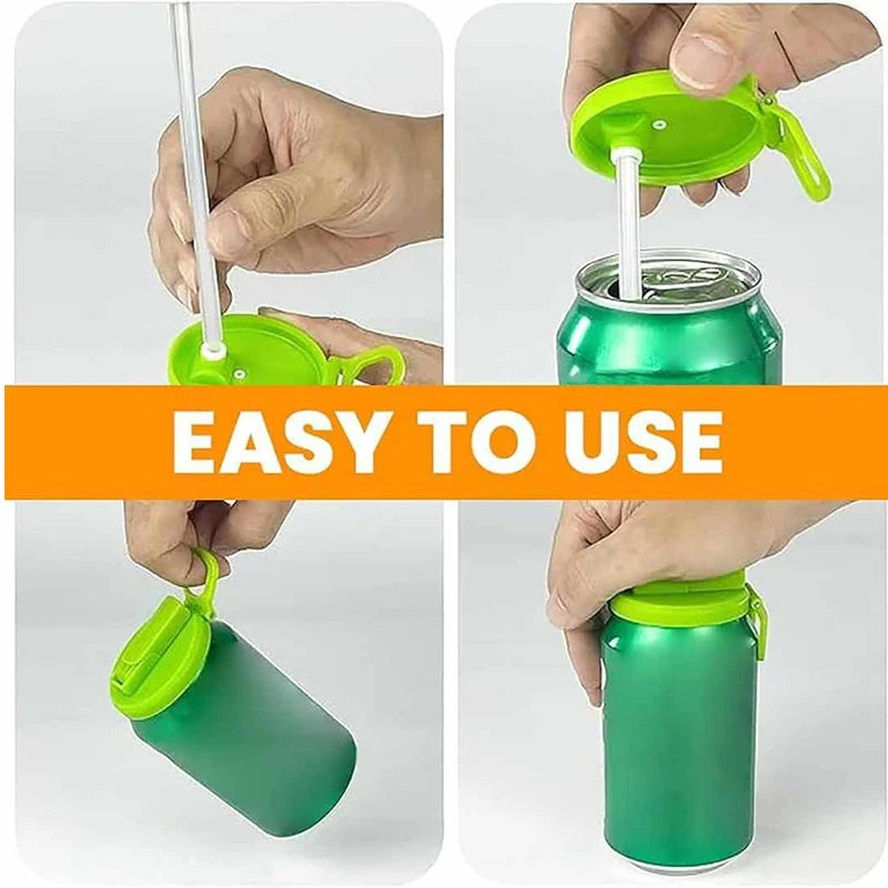 Portable Soda Can Lid Silicone Straw Soda Can Lid Reusable Suitable For Canned Beverages Beer Juice 1/2pcs