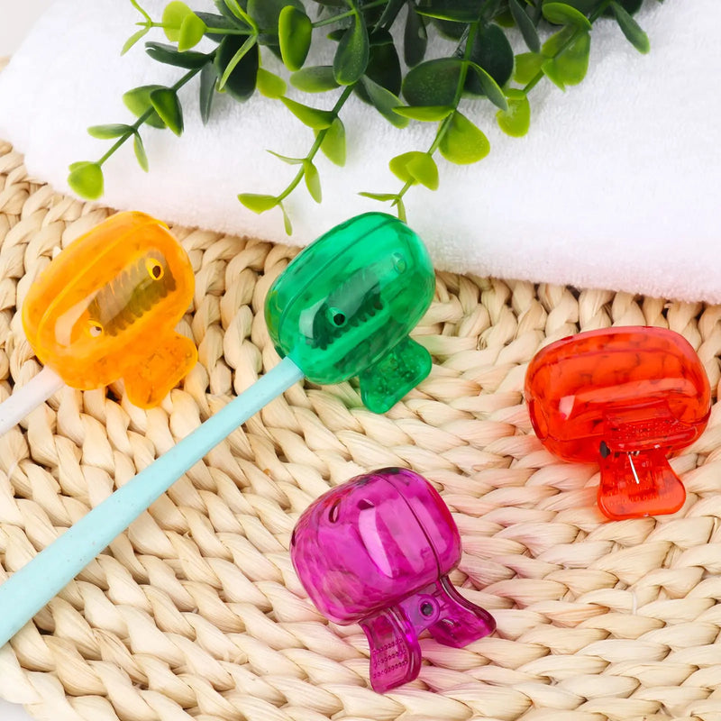 4 Pack Toothbrush Head Covers Travel Portable Toothbrush Protector Cap Brush Pod Case Protective Plastic Clip for Household Trav