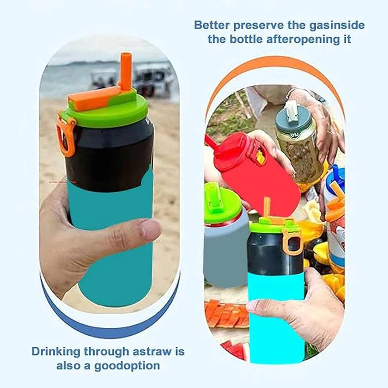 Portable Soda Can Lid Silicone Straw Soda Can Lid Reusable Suitable For Canned Beverages Beer Juice 1/2pcs