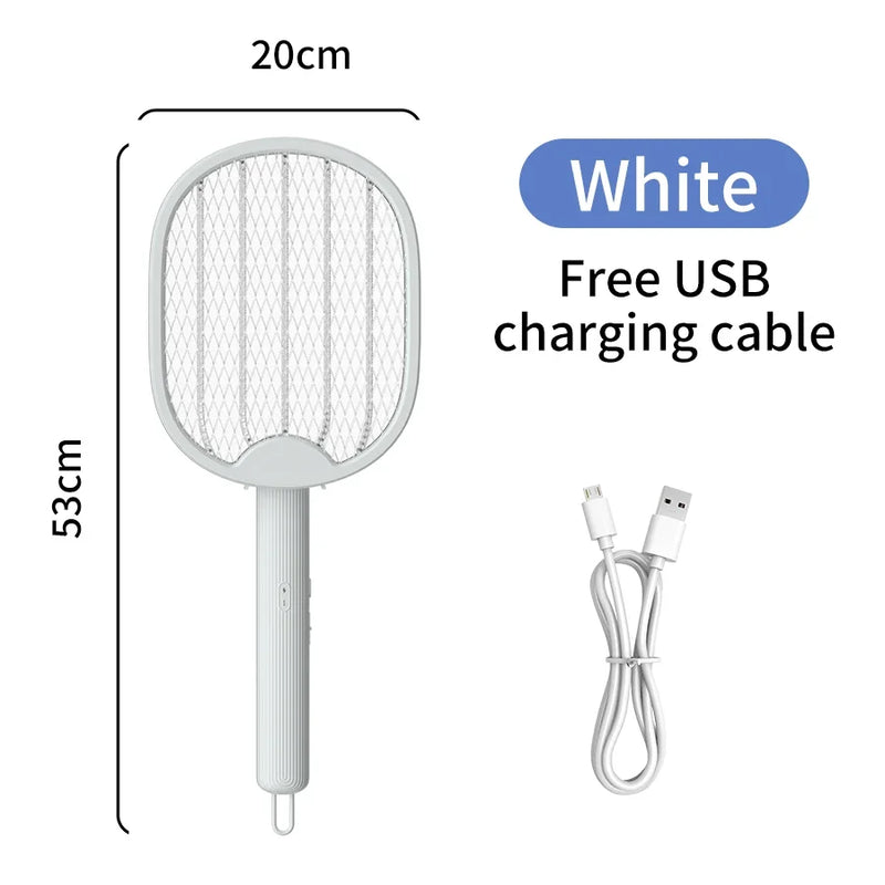 Foldable Electric Mosquito Swatter USB Rechargeable Fly Trap Killer Mosquito Racket Insect Killer with UV Light Bug Zapper 3000V