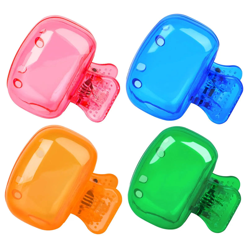 4 Pack Toothbrush Head Covers Travel Portable Toothbrush Protector Cap Brush Pod Case Protective Plastic Clip for Household Trav