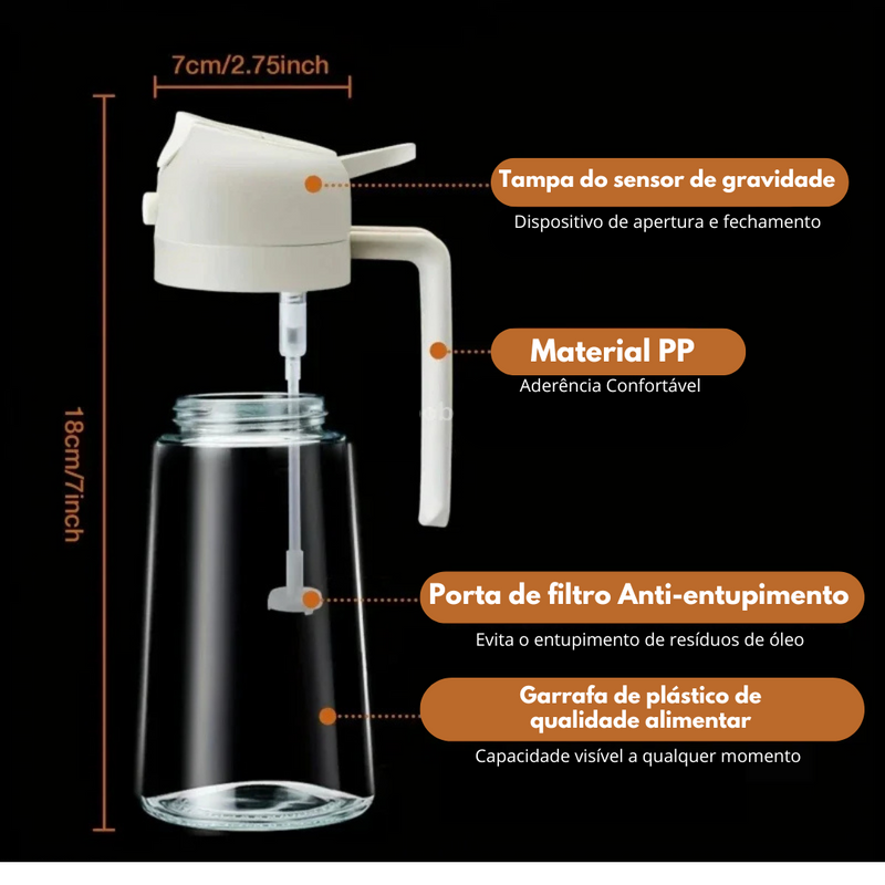 Dispenser 2 em 1 Spray e Fluxo para Óleos Azeites e Vinagres