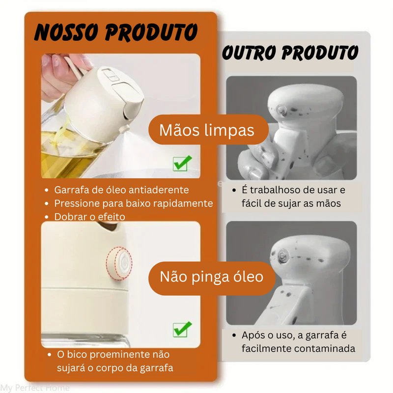 Dispenser 2 em 1 Spray e Fluxo para Óleos Azeites e Vinagres