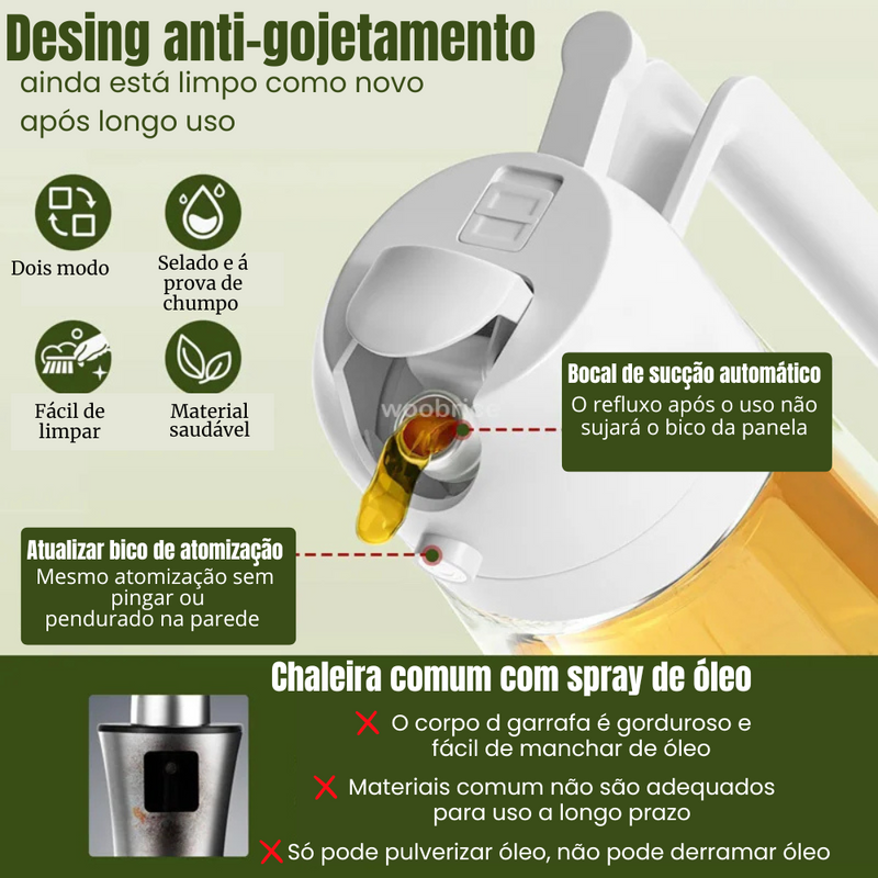 Dispenser 2 em 1 Spray e Fluxo para Óleos Azeites e Vinagres